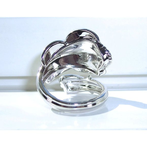 925 STERLING SILVER Flowers Spoon Ring - Picture 8 of 16